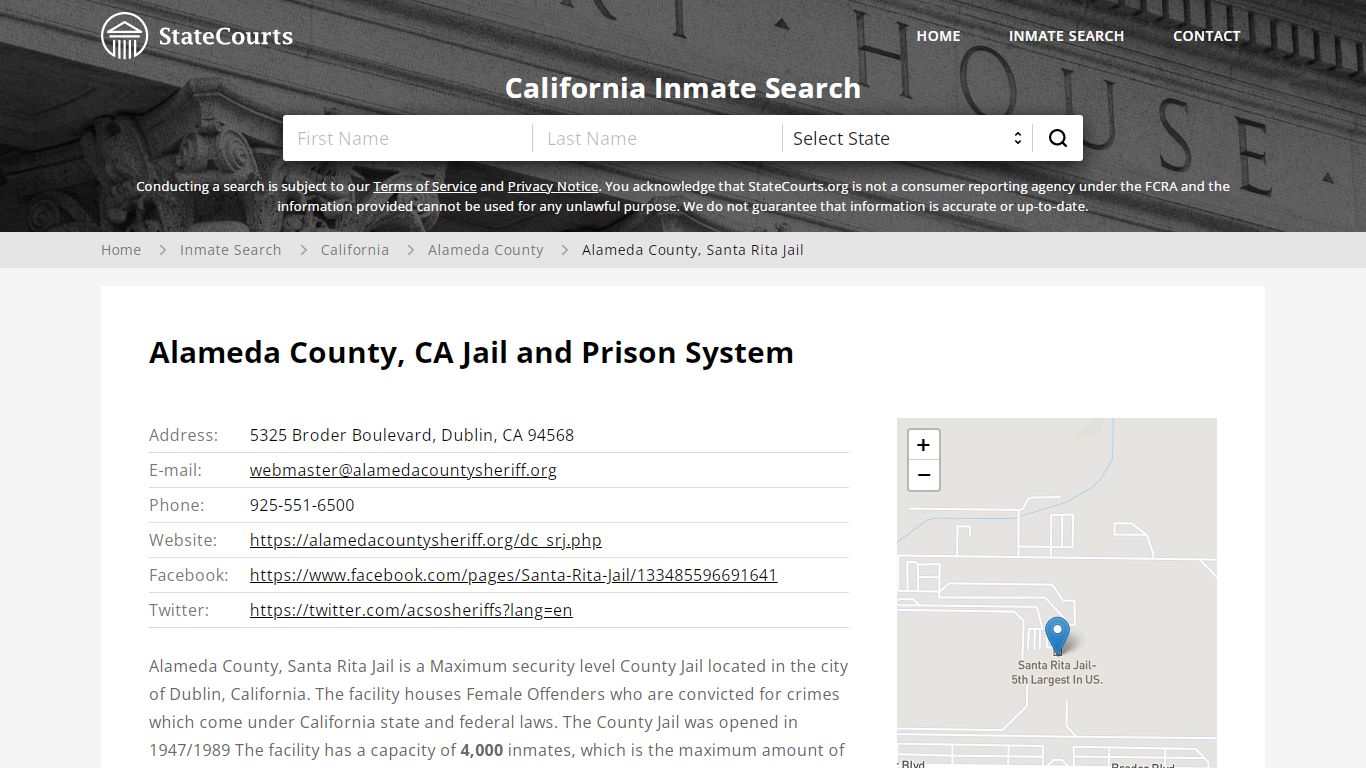 Alameda County, Santa Rita Jail Inmate Records Search ...