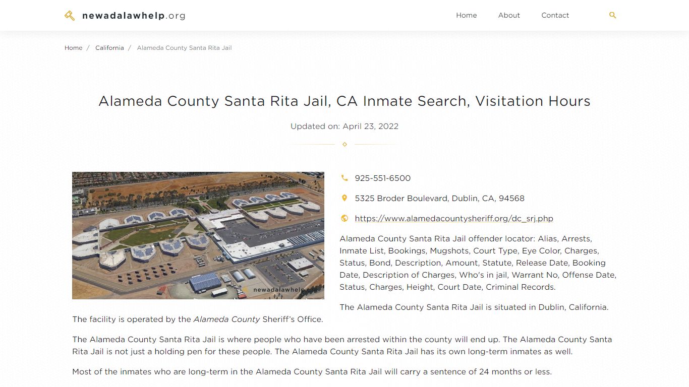 Alameda County Santa Rita Jail, CA Inmate Search ...
