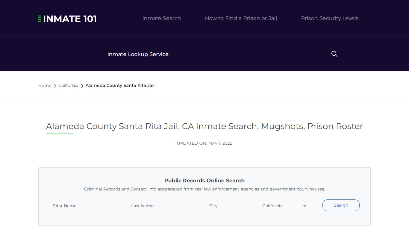 Alameda County Santa Rita Jail, CA Inmate Search, Mugshots ...